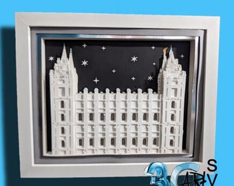 Salt Lake City Side View LDS Temple 3D Shadow Box