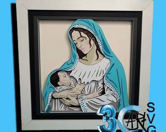 Mary and Baby Jesus 3D Shadow Box
