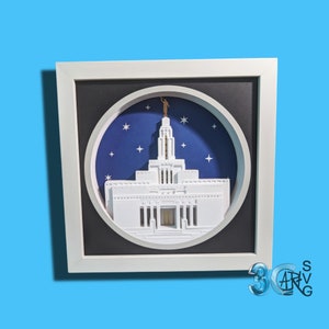 Draper LDS Temple Utah 3D Shadow Box