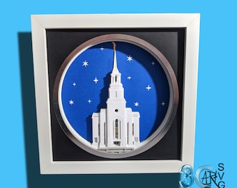 Layton Utah LDS Temple Front View 3D Shadow Box