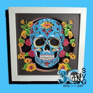 Boîte d'ombre 3D Flower Sugar Skull