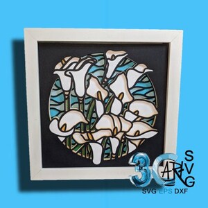 Cala Lily Stained Glass 3D Shadow Box
