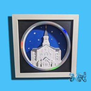 Taylorsville LDS Temple Utah 3D Shadow Box