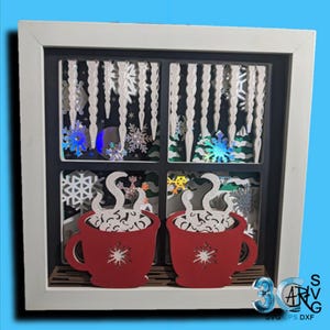 3D Hot Cocoa in der Fenster Shadow Box
