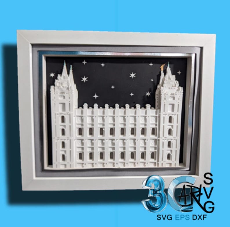 Salt Lake City Side View LDS Temple 3D Shadow Box - Etsy
