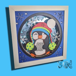 Penguin 3D Shadow Box