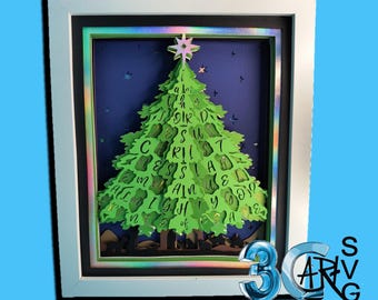 Words of Christ Nativity Tree 3D Shadow Box