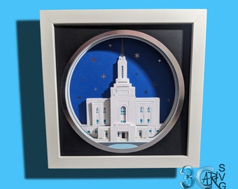 Orem Utah 3D Temple Shadow Box