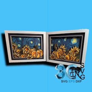 Starry Pumpkin Night 8x10 Set 3D Shadow Boxes