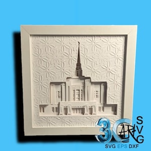 Caja de sombras 3D del mandala del templo de Ogden, Utah