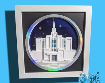 Calgary LDS Temple Alberta Canada 3D Shadow Box