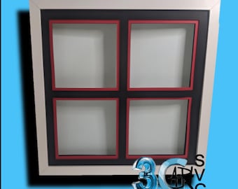 Caja de sombra rellenable de 4 cuadrados para vitrina