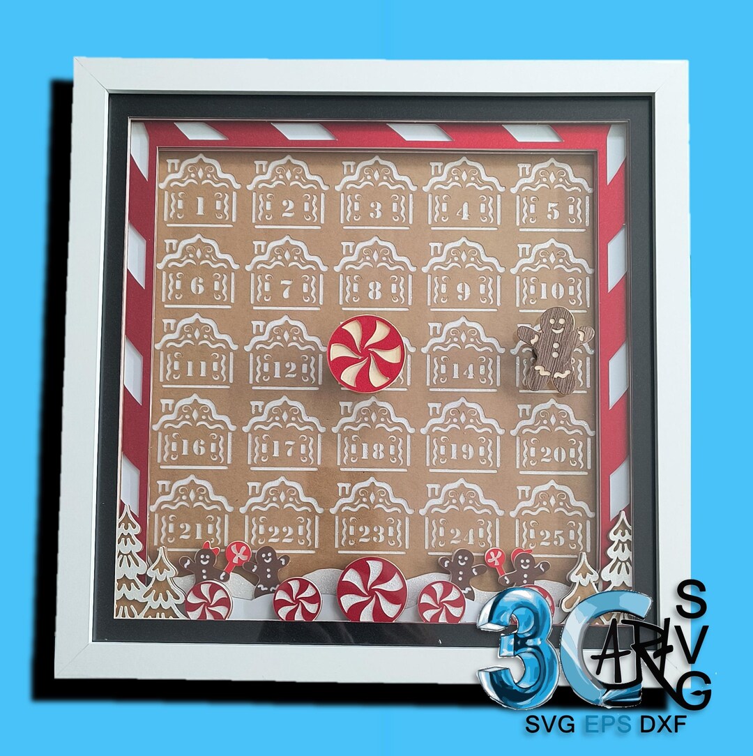 Advent Shadow Gingerbread Advent Calendar 3D Shadow Box 12x12 Square Design - Etsy