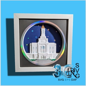 Deseret Peak Utah Świątynia Tooele LDS 3D Shadow Box