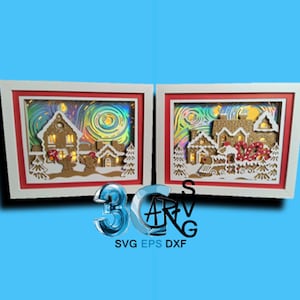 Starry Gingerbread Night 8x10 Set 3D Shadow Boxes