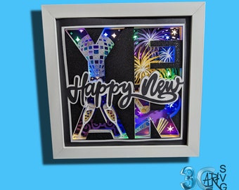 Happy New Year 3D Shadow Box