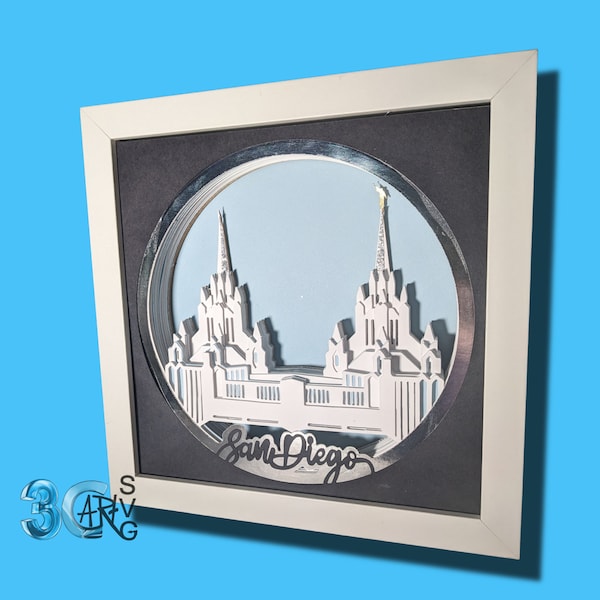 San Diego Temple 3D Shadow Box