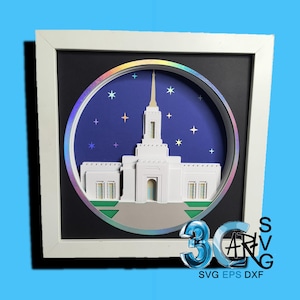 Caja de sombras tridimensional del templo mormón de Elko, Nevada