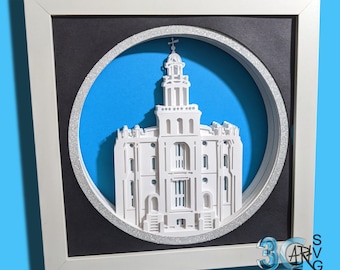 St. George Utah Temple 3D Shadow Box
