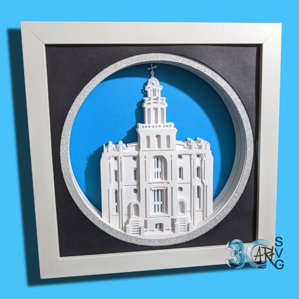 St. George Utah Temple 3D Shadow Box