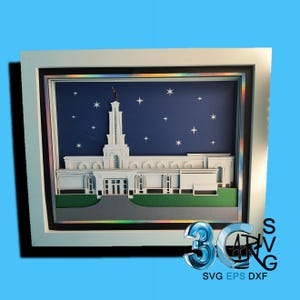 Caja de sombras tridimensional del templo mormón de Lubbock, Texas