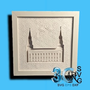 Caja de sombras 3D Mandala con vista lateral del templo de Layton Utah