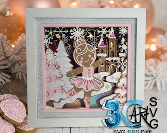Gingerbread Ballerina 3D Shadow Box digital download, for Cricut, for Silhouette