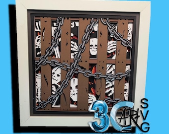 Skeletons Caged 3D Shadow Box Digital File