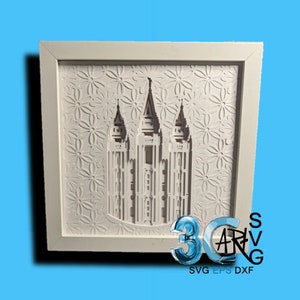 Świątynia Salt Lake City, widok z przodu, mandala 3D, pudełko cieni