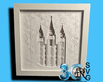 Salt Lake City Temple Front View Mandala 3D Shadow Box