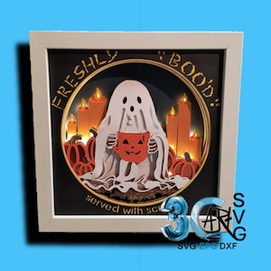Ghost Drinking Boo'd Hot Drinks 3D Shadow Box