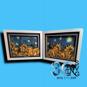 Gwiaździsta Noc Dyniowa 8x10 Zestaw 3D Shadow Boxes