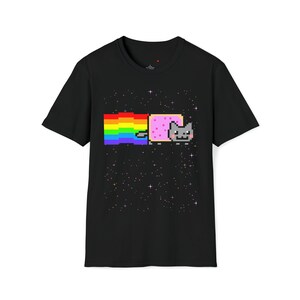 Custom Cute Kawaii Anime Manga Videogame Personalized Gamer Nyan Cosplay Kawaii Poptart Neko Stars Unisex Shirt Different Colors You Choose! Black