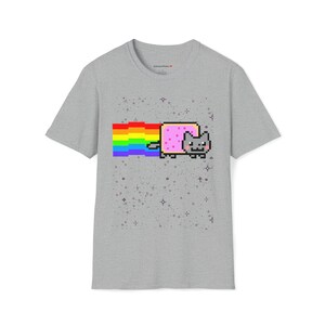 Custom Cute Kawaii Anime Manga Videogame Personalized Gamer Nyan Cosplay Kawaii Poptart Neko Stars Unisex Shirt Different Colors You Choose! Sport Grey