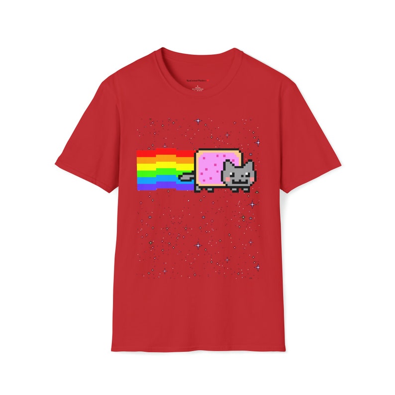Custom Cute Kawaii Anime Manga Videogame Personalized Gamer Nyan Cosplay Kawaii Poptart Neko Stars Unisex Shirt Different Colors You Choose! Red