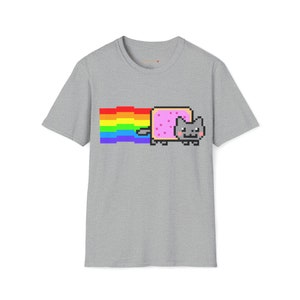 Custom Cute Kawaii Anime Manga Videogame Personalized Gamer Nyan Cosplay Kawaii Poptart Neko Unisex Shirt Different Colors You Choose! Sport Grey