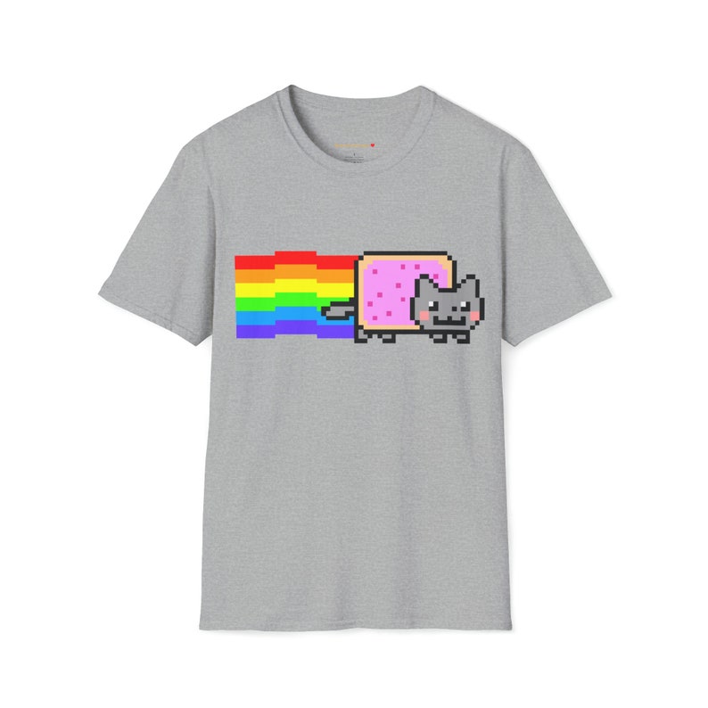 Custom Cute Kawaii Anime Manga Videogame Personalized Gamer Nyan Cosplay Kawaii Poptart Neko Unisex Shirt Different Colors You Choose! Sport Grey