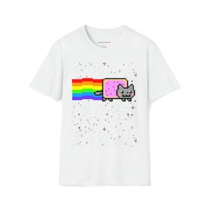 Custom Cute Kawaii Anime Manga Videogame Personalized Gamer Nyan Cosplay Kawaii Poptart Neko Stars Unisex Shirt Different Colors You Choose! White