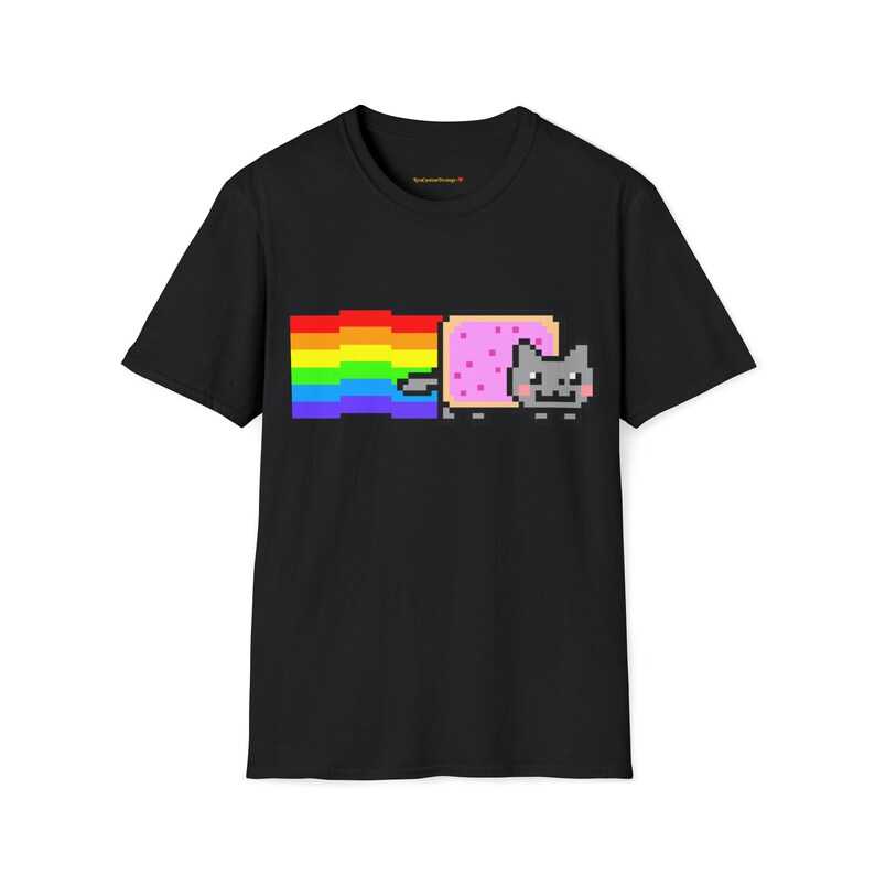 Custom Cute Kawaii Anime Manga Videogame Personalized Gamer Nyan Cosplay Kawaii Poptart Neko Unisex Shirt Different Colors You Choose! Black