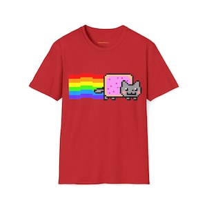 Custom Cute Kawaii Anime Manga Videogame Personalized Gamer Nyan Cosplay Kawaii Poptart Neko Unisex Shirt Different Colors You Choose! Red