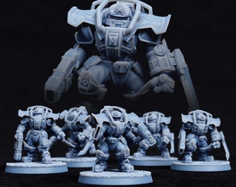 Minotaur Troopers Squad: Dystopian Future Miniatures (5 Unpainted)