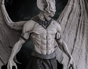 3D Printed Vampire Lord Model: Unpainted Miniature (32mm/75mm)