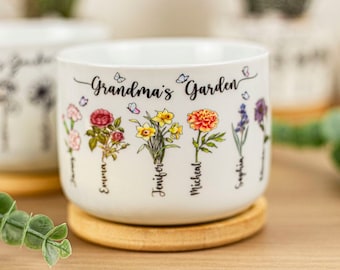 Custom Grandma's Garden Plant Pot, Mother's Day Gifts, Mama Flower Pot, Grandma Mini Succulent Pot,  Mom Decor Gifts, Family Gift