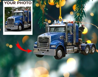 Custom Trucker Photo Ornament, Christmas Ornament, Farmers Ornament, Christmas Tree Hanger, Xmas Decor, Gift for Farmers, Trucker Ornament