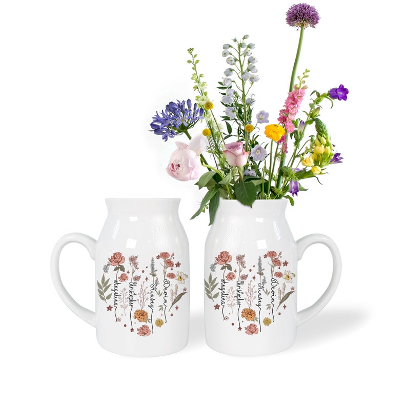 Flower Vase Gifts For Mom, Mothers Day Gift For Grandma Mom Nana, Personalized Grandma's Garden Flower Vase, Custom Kids Name Flowers Vase image 8
