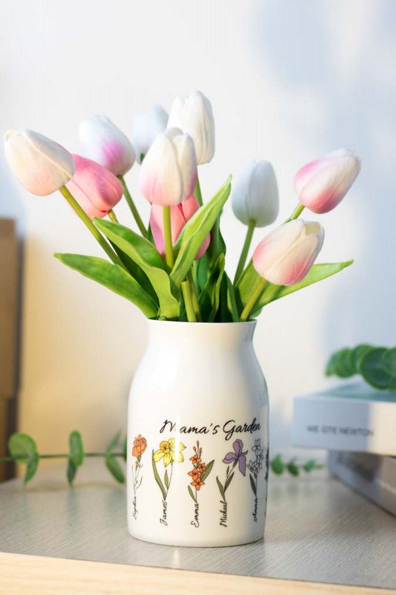 Personalized Grandma's Garden Vase, Custom Birth Month Flower Vase, Custom Grandkids Name, Mothers Day Gifts For Mama, Nana, Mimi image 5