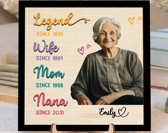 Personalized Wife Mother Grandma Legend Wooden Sign, Custom Grandma Photo Sign, Mother's Day Gift, Family Sign Gift Idea, Gift For Mom