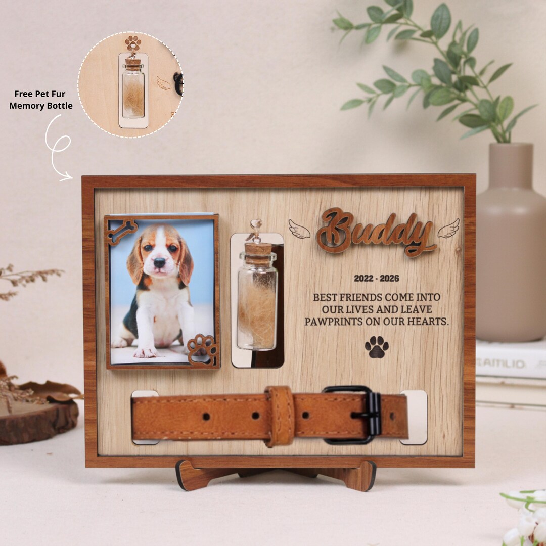 Personalized Dog Memorial Frame, Photo & Collar Keepsake, Pet Loss Gift ...