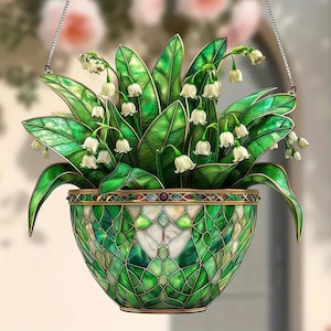 2D Acrylic Lily Of The Valley Ornament, Acrylic Window Hanging Decoration, Floral Artistic Home Decor, Elegant Wedding & Birthday Gifts