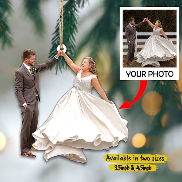 Wedding Photo Ornament, Custom Married Photo Ornament, Christmas 2023 Ornament, Wedding Ornament, Married Ornament, Christmas Gift for Wife